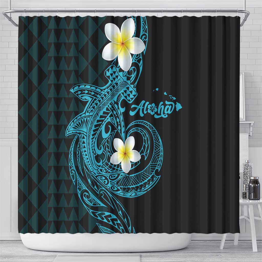 Aloha Hammerhead Shark Shower Curtain Calypso Hawaiian Kakau Tribal Tattoo