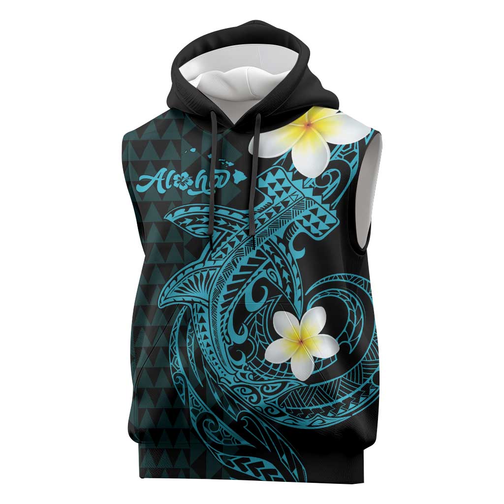 Aloha Hammerhead Shark Sleeveless Hoodie Calypso Hawaiian Kakau Tribal Tattoo - Polynesian Pride