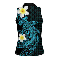 Aloha Hammerhead Shark Women Sleeveless Polo Shirt Calypso Hawaiian Kakau Tribal Tattoo