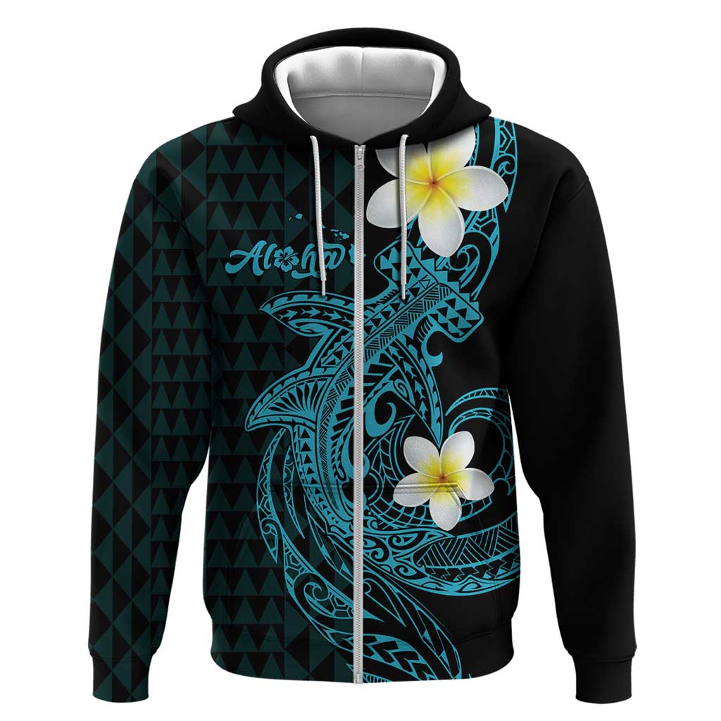 Aloha Hammerhead Shark Zip Hoodie Calypso Hawaiian Kakau Tribal Tattoo