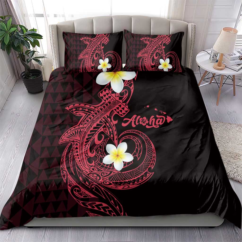 Aloha Hammerhead Shark Bedding Set Feverish Pink Hawaiian Kakau Tribal Tattoo