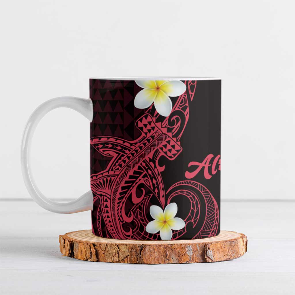 Aloha Hammerhead Shark Ceramic Mug Feverish Pink Hawaiian Kakau Tribal Tattoo - Polynesian Pride