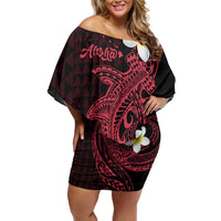 Aloha Hammerhead Shark Family Matching Off Shoulder Short Dress and Hawaiian Shirt Feverish Pink Hawaiian Kakau Tribal Tattoo