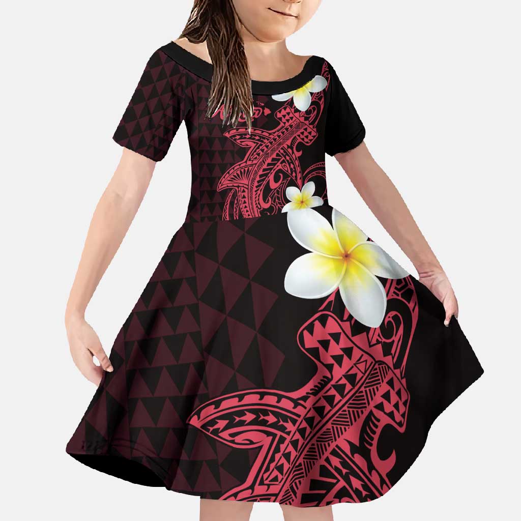 Aloha Hammerhead Shark Family Matching Summer Maxi Dress and Hawaiian Shirt Feverish Pink Hawaiian Kakau Tribal Tattoo
