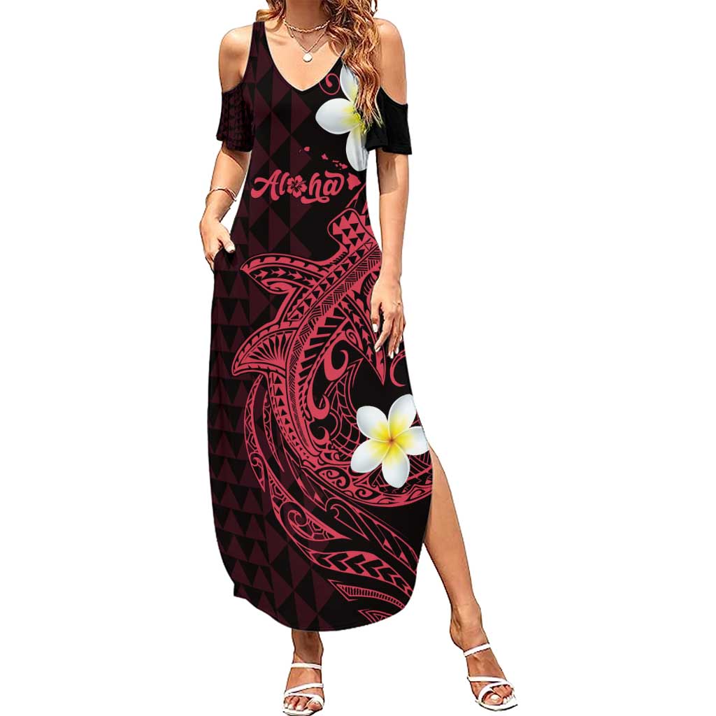 Aloha Hammerhead Shark Family Matching Summer Maxi Dress and Hawaiian Shirt Feverish Pink Hawaiian Kakau Tribal Tattoo