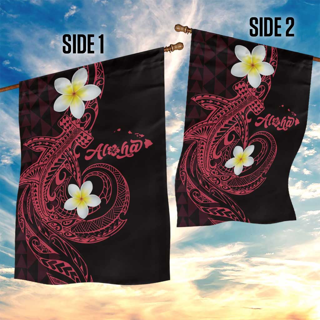 Aloha Hammerhead Shark Garden Flag Feverish Pink Hawaiian Kakau Tribal Tattoo