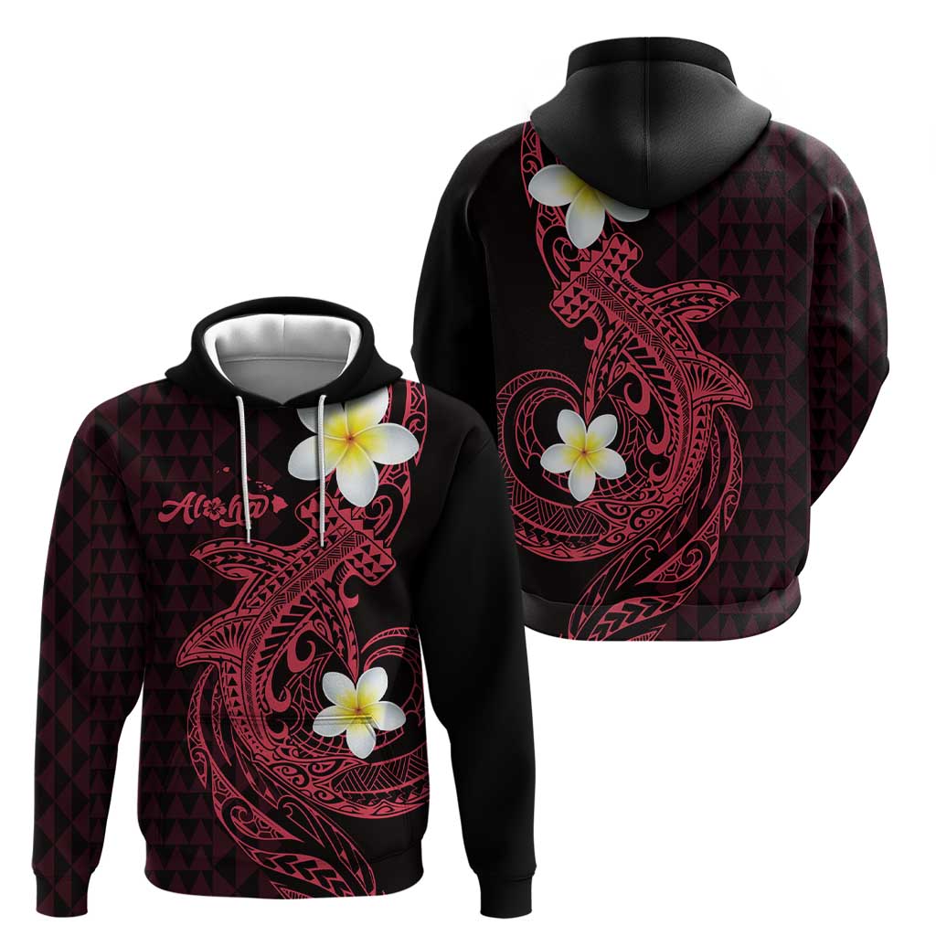 Aloha Hammerhead Shark Hoodie Feverish Pink Hawaiian Kakau Tribal Tattoo