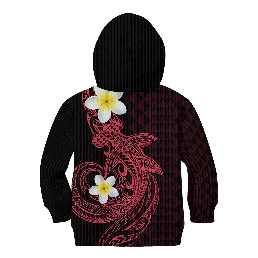 Aloha Hammerhead Shark Kid Hoodie Feverish Pink Hawaiian Kakau Tribal Tattoo