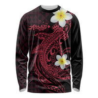 Aloha Hammerhead Shark Long Sleeve Shirt Feverish Pink Hawaiian Kakau Tribal Tattoo