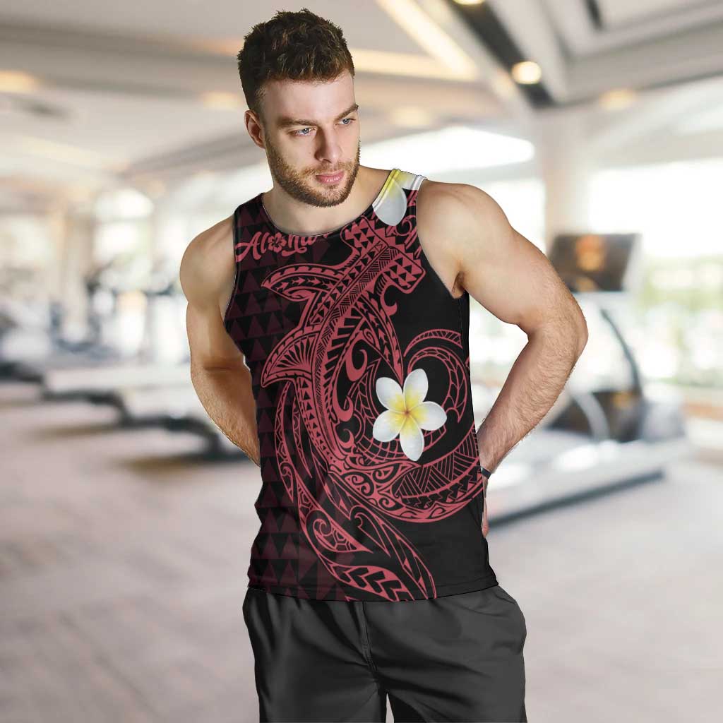 Aloha Hammerhead Shark Men Tank Top Feverish Pink Hawaiian Kakau Tribal Tattoo