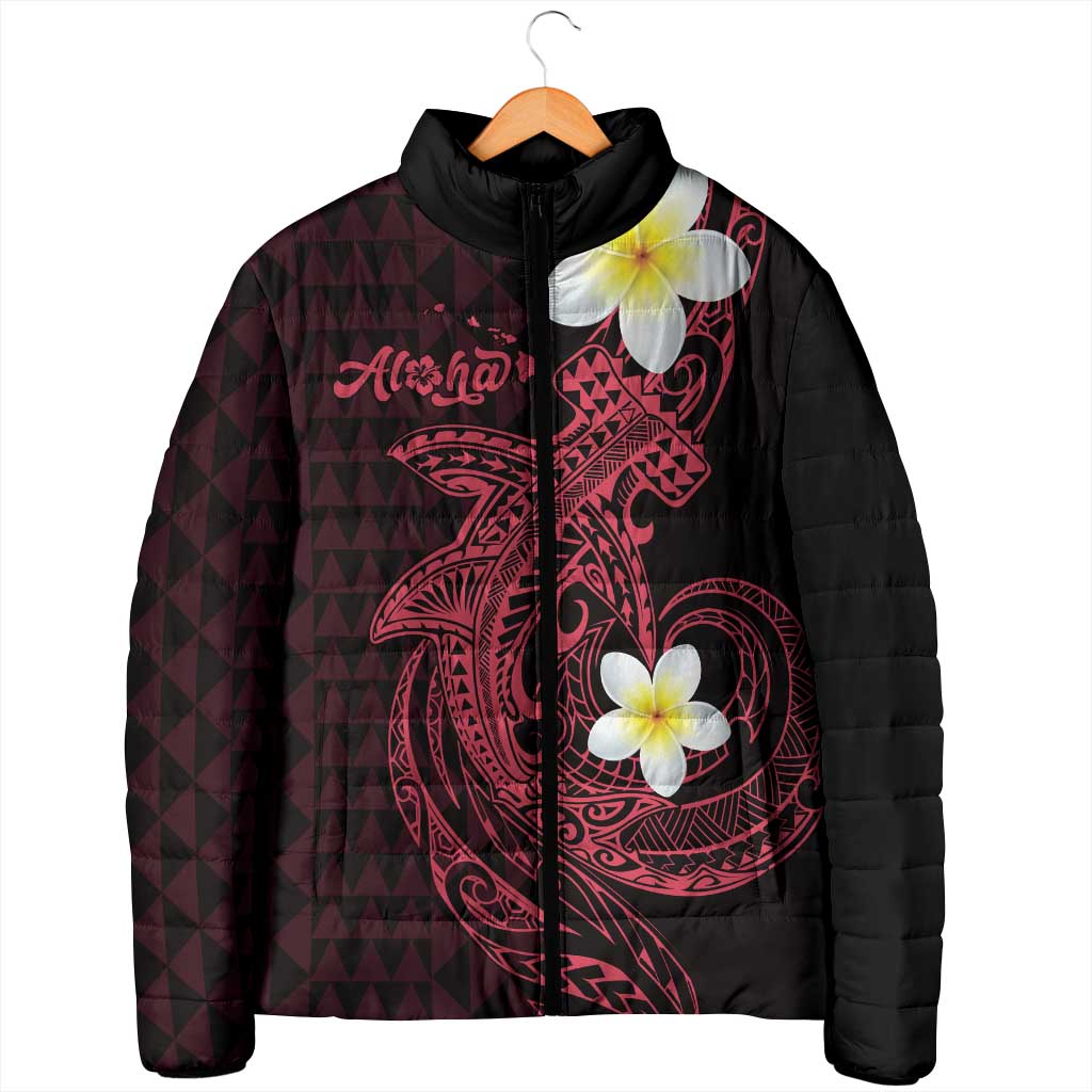 Aloha Hammerhead Shark Padded Jacket Feverish Pink Hawaiian Kakau Tribal Tattoo - Polynesian Pride
