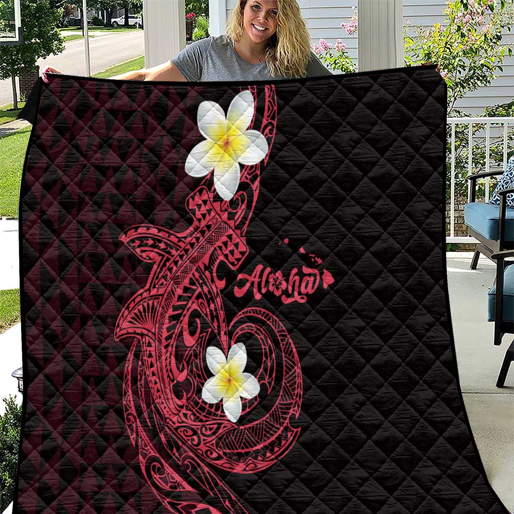 Aloha Hammerhead Shark Quilt Feverish Pink Hawaiian Kakau Tribal Tattoo