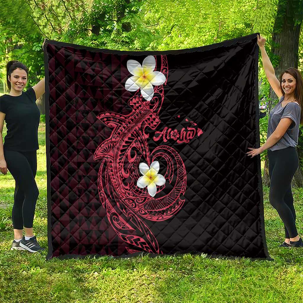 Aloha Hammerhead Shark Quilt Feverish Pink Hawaiian Kakau Tribal Tattoo