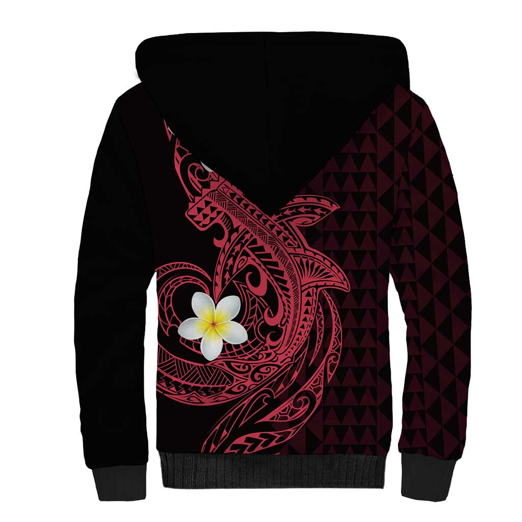Aloha Hammerhead Shark Sherpa Hoodie Feverish Pink Hawaiian Kakau Tribal Tattoo