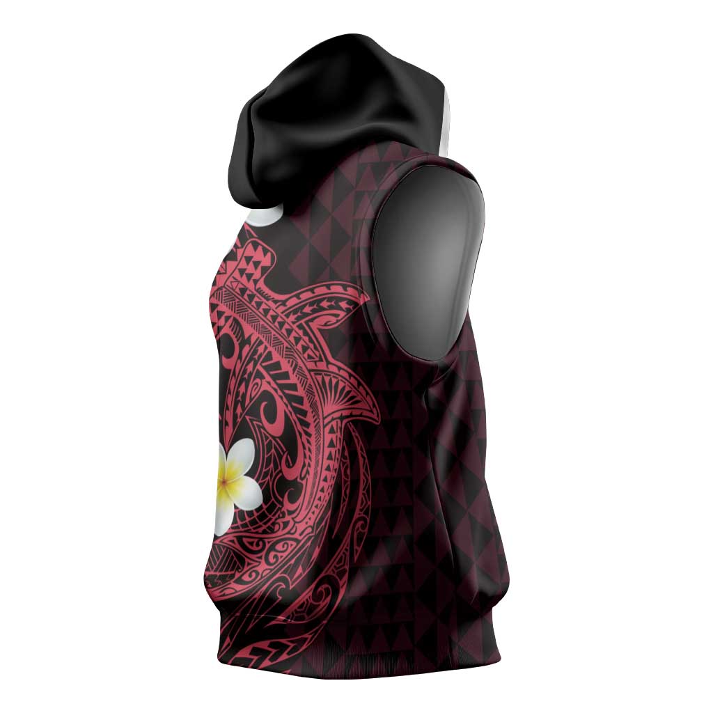 Aloha Hammerhead Shark Sleeveless Hoodie Feverish Pink Hawaiian Kakau Tribal Tattoo - Polynesian Pride