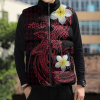 Aloha Hammerhead Shark Sleeveless Puffer Jacket Feverish Pink Hawaiian Kakau Tribal Tattoo - Polynesian Pride