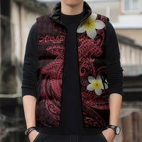 Aloha Hammerhead Shark Sleeveless Puffer Jacket Feverish Pink Hawaiian Kakau Tribal Tattoo - Polynesian Pride