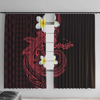 Aloha Hammerhead Shark Window Curtain Feverish Pink Hawaiian Kakau Tribal Tattoo