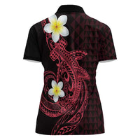 Aloha Hammerhead Shark Women Polo Shirt Feverish Pink Hawaiian Kakau Tribal Tattoo