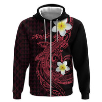 Aloha Hammerhead Shark Zip Hoodie Feverish Pink Hawaiian Kakau Tribal Tattoo