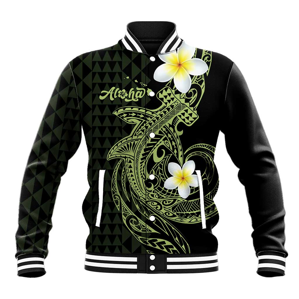 Aloha Hammerhead Shark Baseball Jacket Lime Rickey Hawaiian Kakau Tribal Tattoo