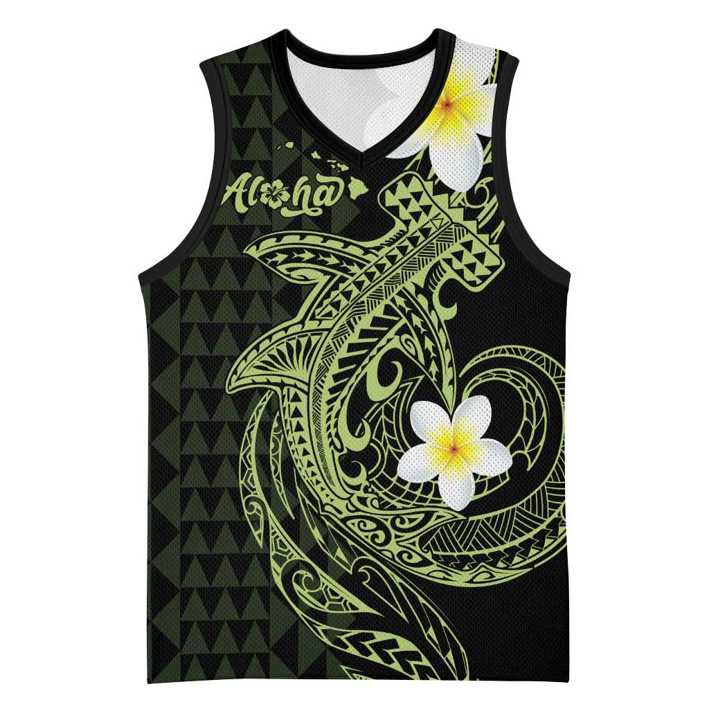 Aloha Hammerhead Shark Basketball Jersey Lime Rickey Hawaiian Kakau Tribal Tattoo - Polynesian Pride