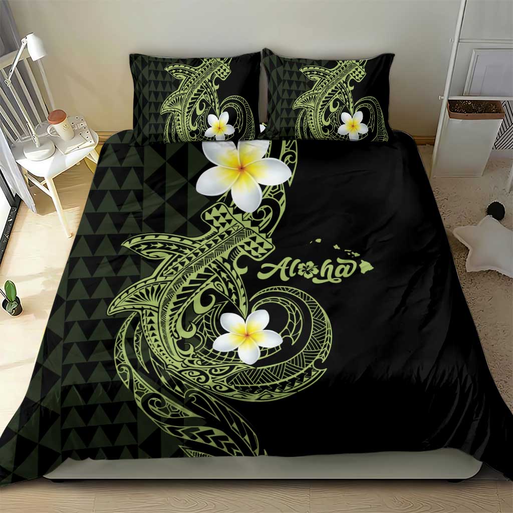 Aloha Hammerhead Shark Bedding Set Lime Rickey Hawaiian Kakau Tribal Tattoo