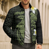 Aloha Hammerhead Shark Bomber Puffer Jacket Lime Rickey Hawaiian Kakau Tribal Tattoo - Polynesian Pride