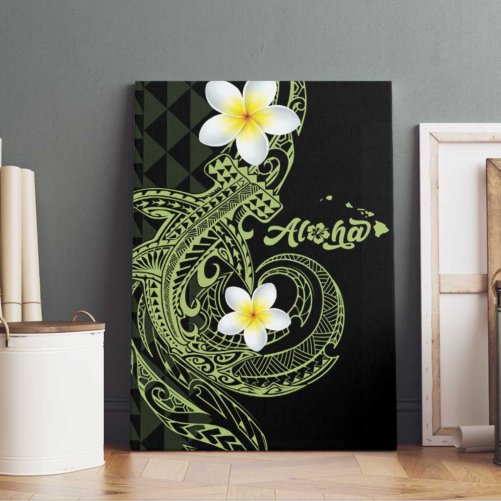 Aloha Hammerhead Shark Canvas Wall Art Lime Rickey Hawaiian Kakau Tribal Tattoo