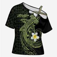Aloha Hammerhead Shark Cross Shoulder Shirt Lime Rickey Hawaiian Kakau Tribal Tattoo - Polynesian Pride
