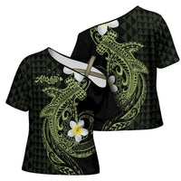 Aloha Hammerhead Shark Cross Shoulder Shirt Lime Rickey Hawaiian Kakau Tribal Tattoo - Polynesian Pride