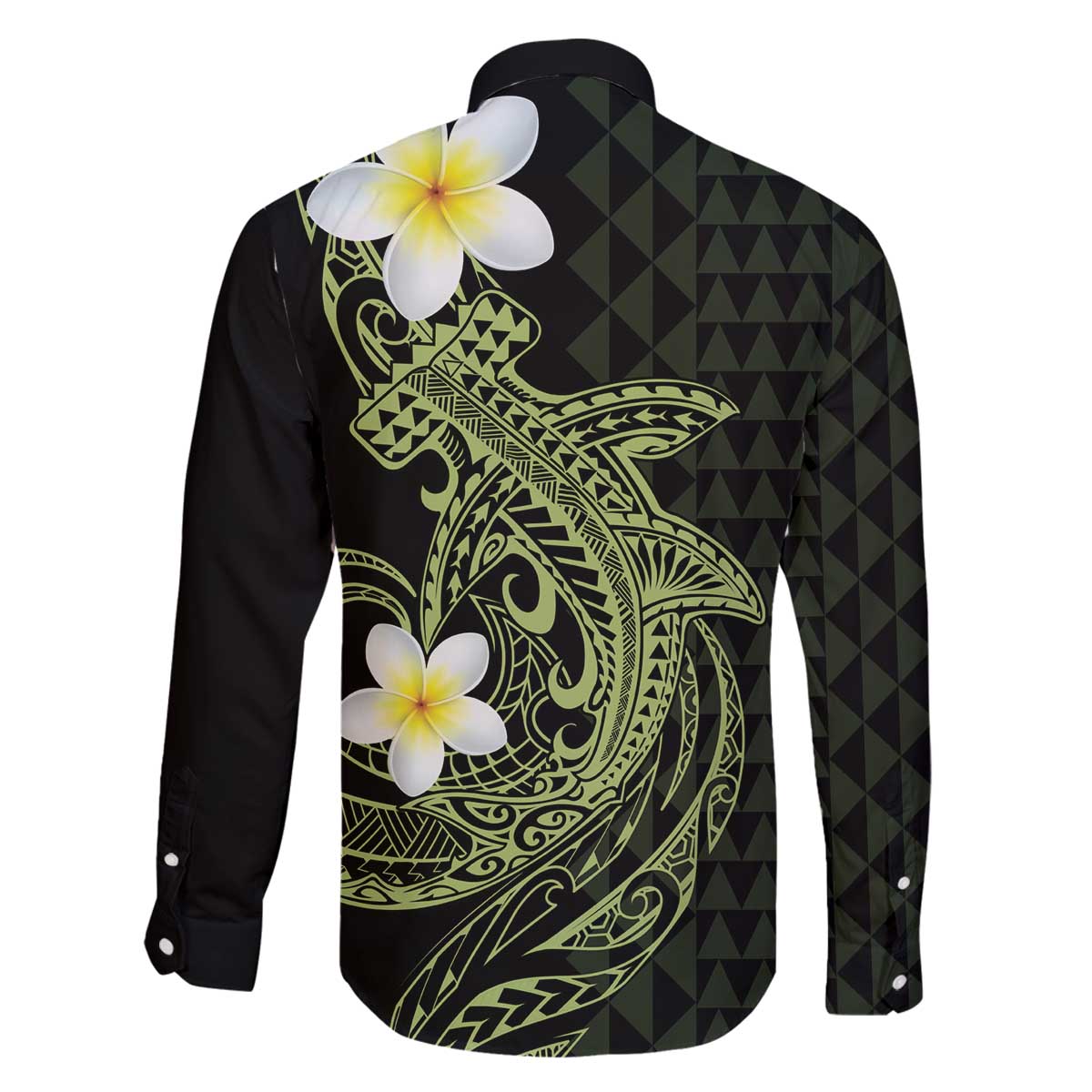 Aloha Hammerhead Shark Family Matching Off The Shoulder Long Sleeve Dress and Hawaiian Shirt Lime Rickey Hawaiian Kakau Tribal Tattoo