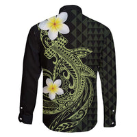 Aloha Hammerhead Shark Family Matching Off The Shoulder Long Sleeve Dress and Hawaiian Shirt Lime Rickey Hawaiian Kakau Tribal Tattoo