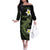 Aloha Hammerhead Shark Family Matching Off The Shoulder Long Sleeve Dress and Hawaiian Shirt Lime Rickey Hawaiian Kakau Tribal Tattoo