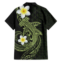 Aloha Hammerhead Shark Family Matching Off Shoulder Short Dress and Hawaiian Shirt Lime Rickey Hawaiian Kakau Tribal Tattoo