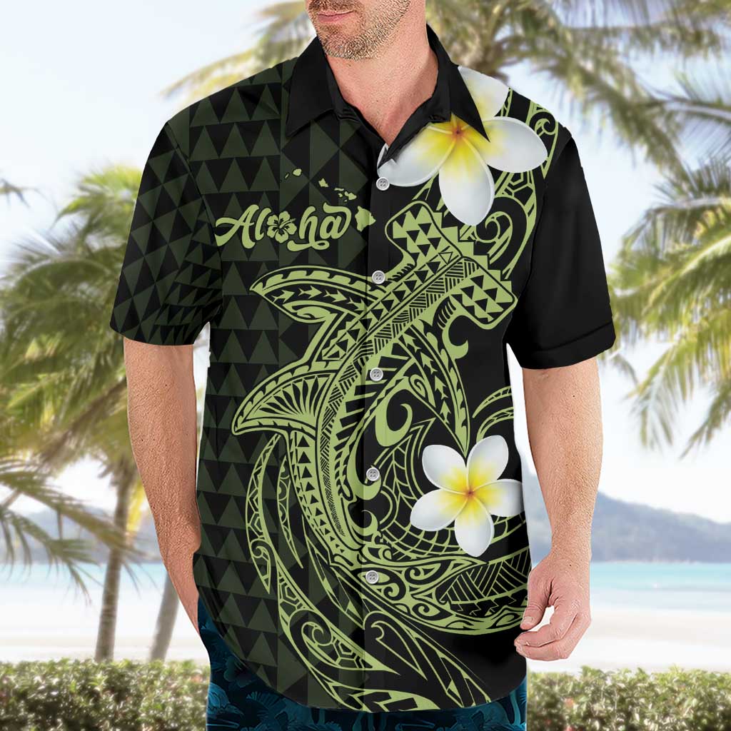 Aloha Hammerhead Shark Hawaiian Shirt Lime Rickey Hawaiian Kakau Tribal Tattoo