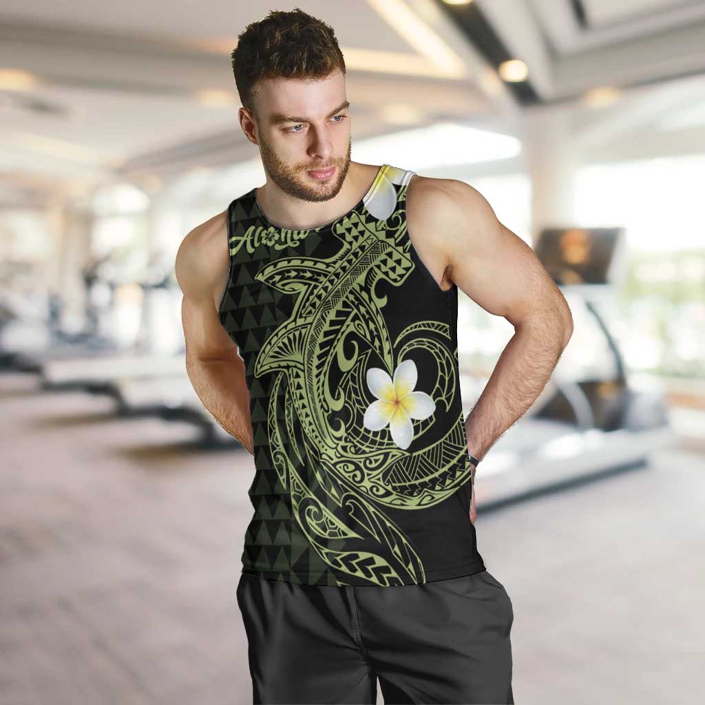 Aloha Hammerhead Shark Men Tank Top Lime Rickey Hawaiian Kakau Tribal Tattoo