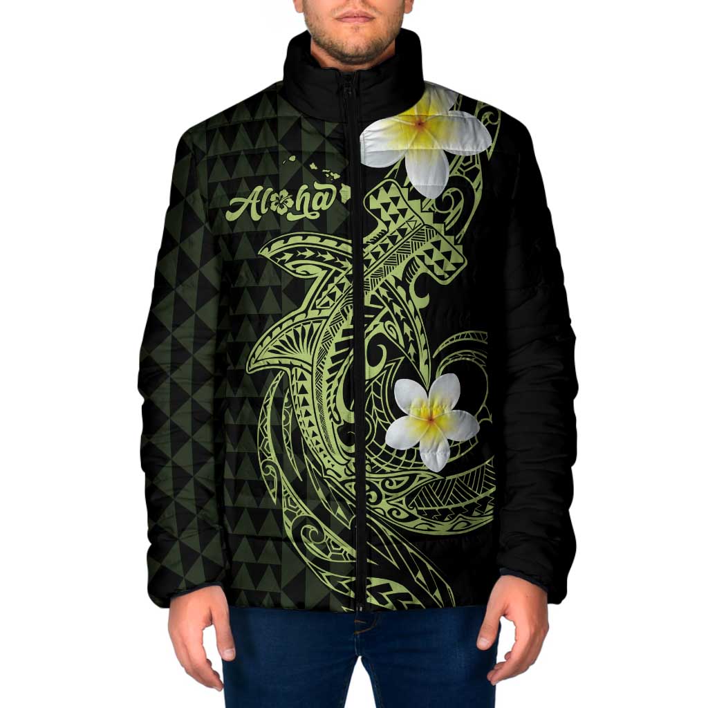 Aloha Hammerhead Shark Padded Jacket Lime Rickey Hawaiian Kakau Tribal Tattoo - Polynesian Pride