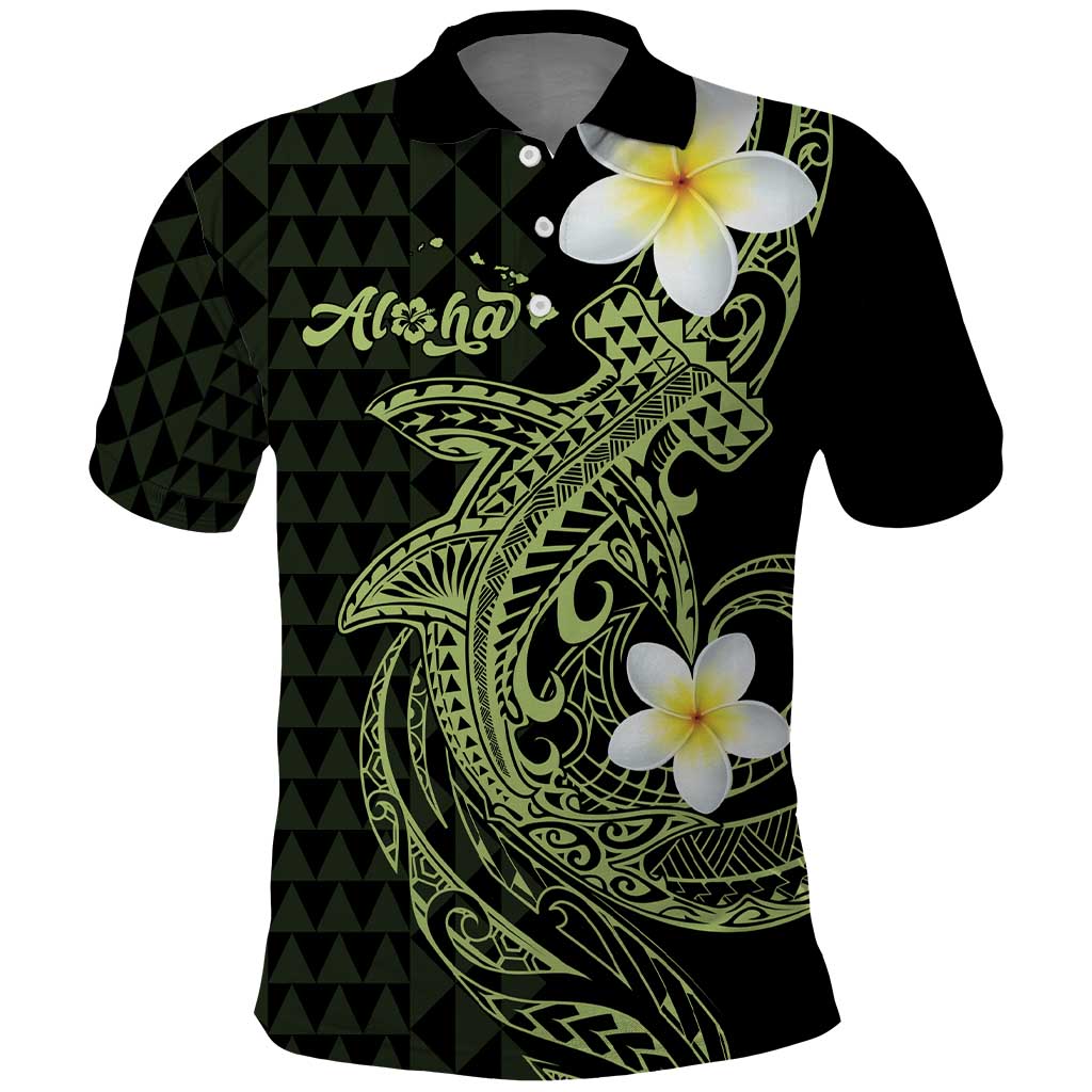 Aloha Hammerhead Shark Polo Shirt Lime Rickey Hawaiian Kakau Tribal Tattoo