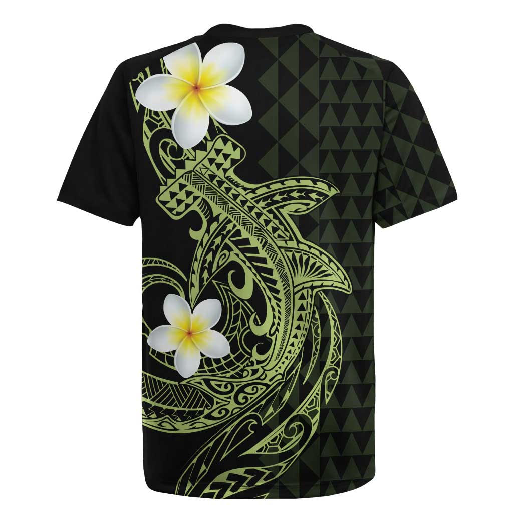 Aloha Hammerhead Shark Rugby Jersey Lime Rickey Hawaiian Kakau Tribal Tattoo