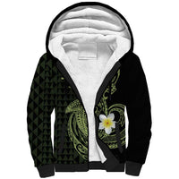 Aloha Hammerhead Shark Sherpa Hoodie Lime Rickey Hawaiian Kakau Tribal Tattoo