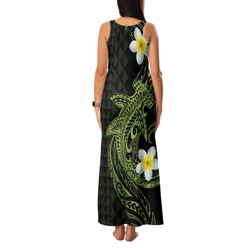 Aloha Hammerhead Shark Tank Maxi Dress Lime Rickey Hawaiian Kakau Tribal Tattoo