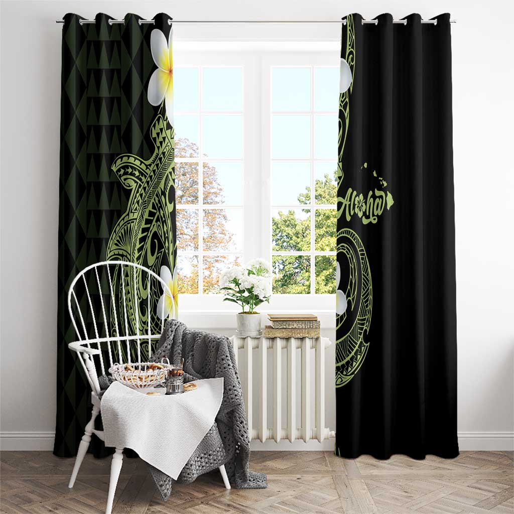 Aloha Hammerhead Shark Window Curtain Lime Rickey Hawaiian Kakau Tribal Tattoo