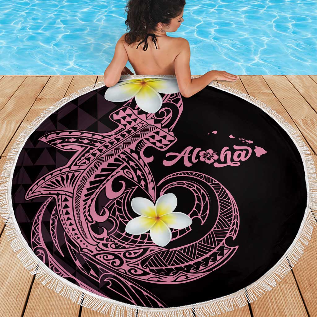 Aloha Hammerhead Shark Beach Blanket Vivacious Pink Hawaiian Kakau Tribal Tattoo