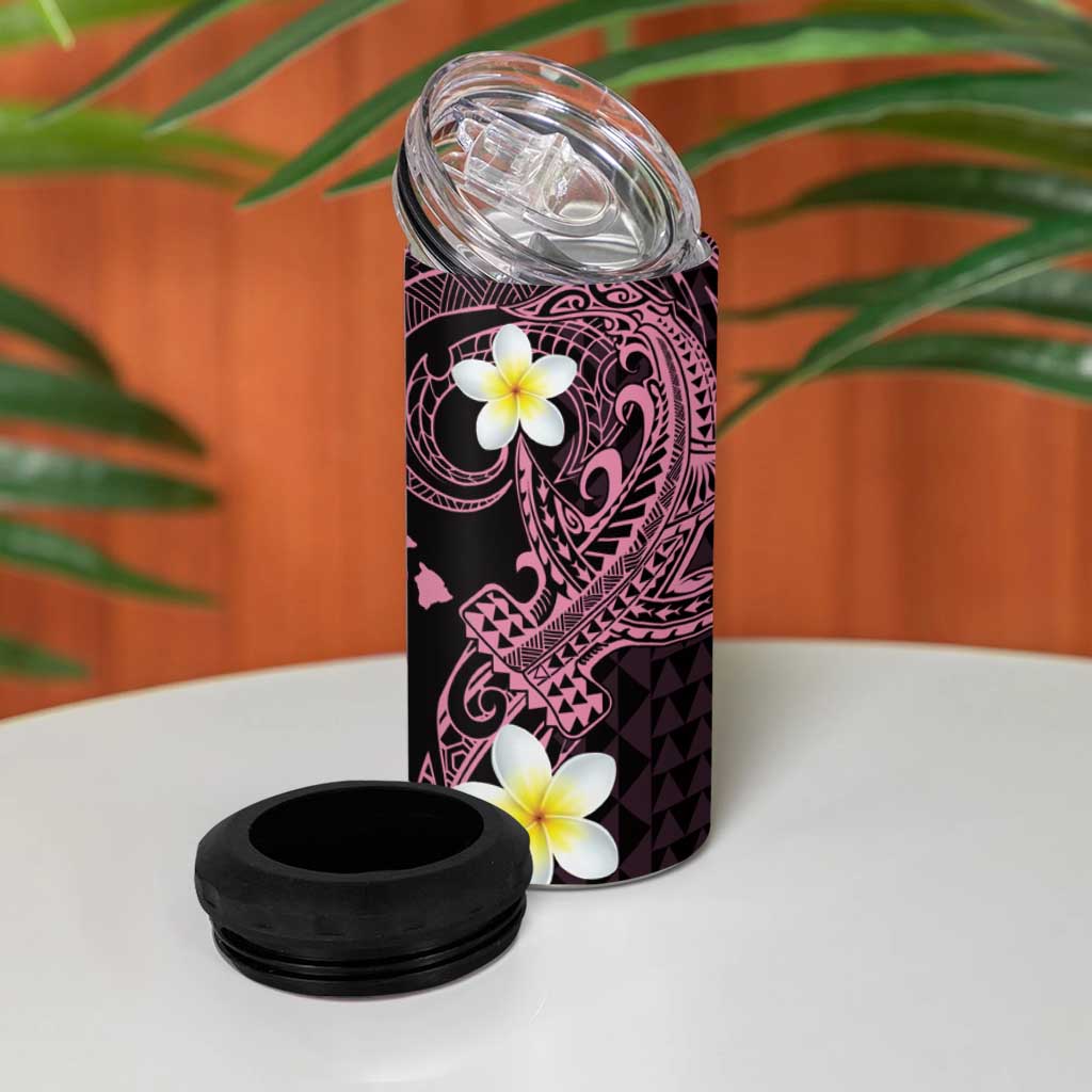 Aloha Hammerhead Shark 4 in 1 Can Cooler Tumbler Vivacious Pink Hawaiian Kakau Tribal Tattoo