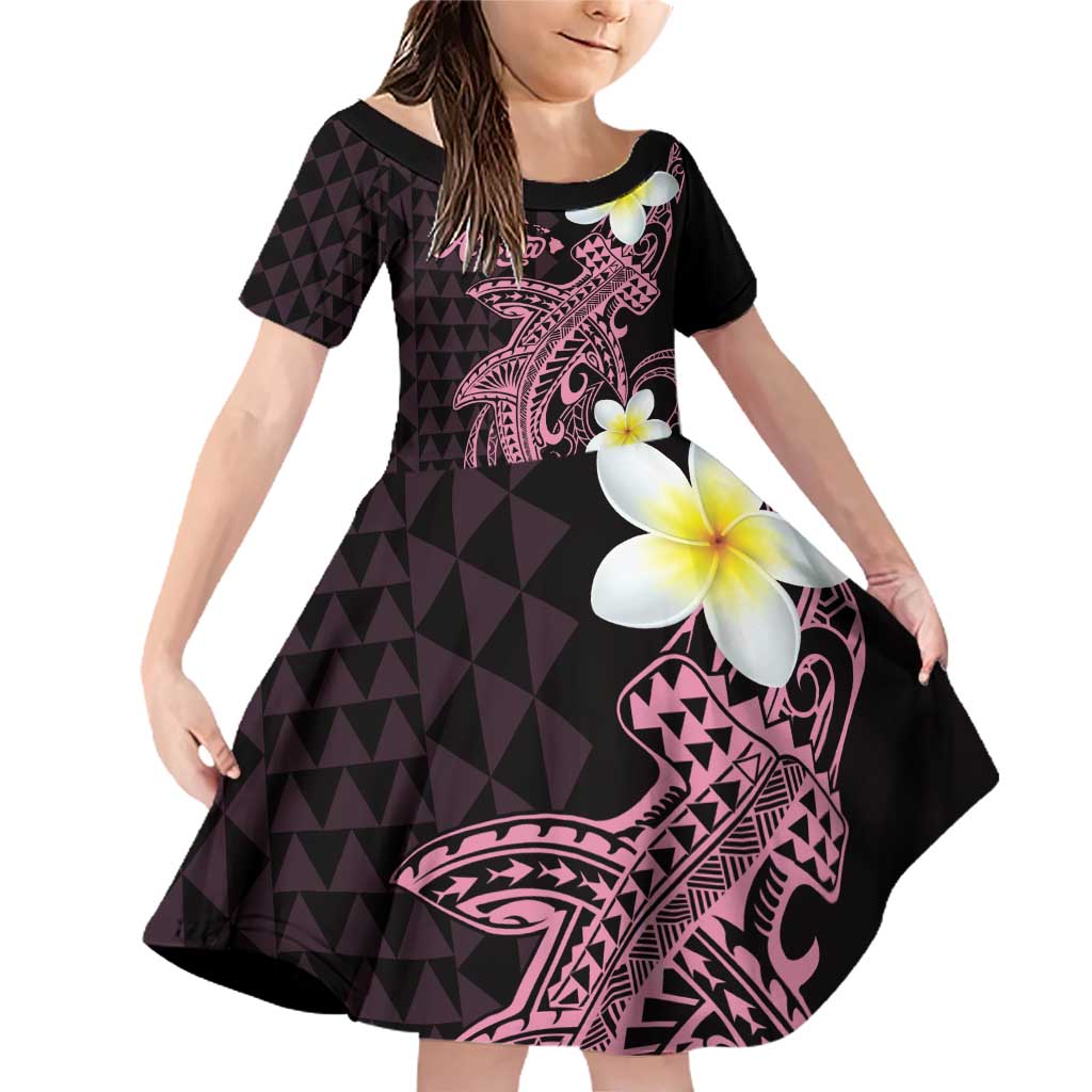 Aloha Hammerhead Shark Family Matching Off Shoulder Short Dress and Hawaiian Shirt Vivacious Pink Hawaiian Kakau Tribal Tattoo