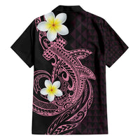 Aloha Hammerhead Shark Family Matching Off Shoulder Short Dress and Hawaiian Shirt Vivacious Pink Hawaiian Kakau Tribal Tattoo