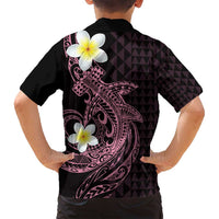 Aloha Hammerhead Shark Family Matching Summer Maxi Dress and Hawaiian Shirt Vivacious Pink Hawaiian Kakau Tribal Tattoo