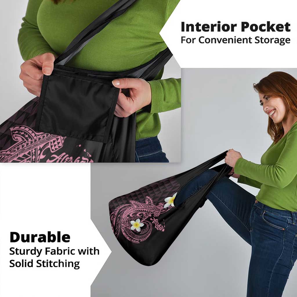 Aloha Hammerhead Shark Grocery Bag Vivacious Pink Hawaiian Kakau Tribal Tattoo