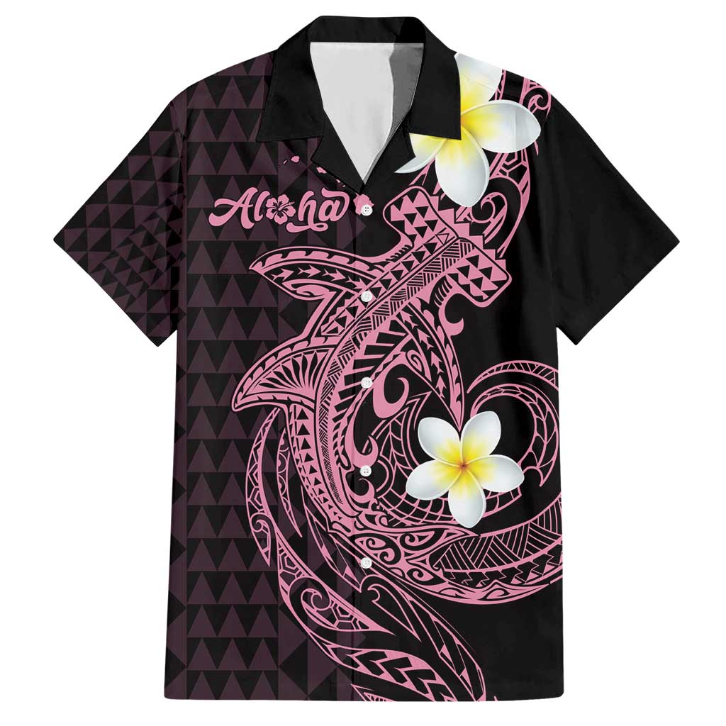 Aloha Hammerhead Shark Hawaiian Shirt Vivacious Pink Hawaiian Kakau Tribal Tattoo